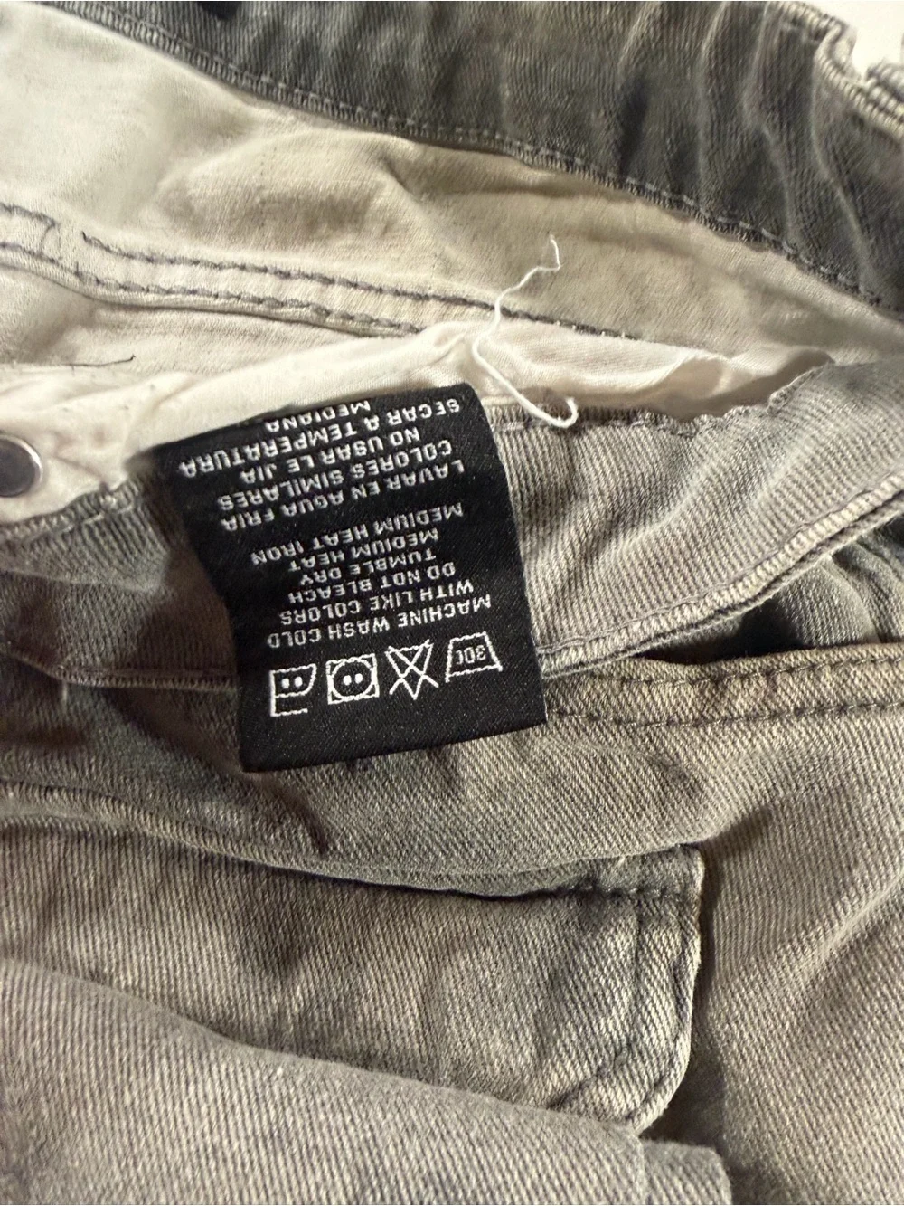 Men's Gray Cargo Pants Multiple Flap Pockets Waimea Relaxed Grey wash 38x32